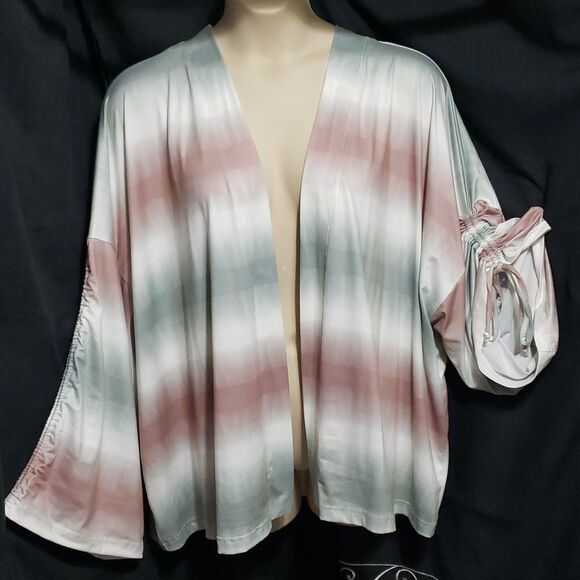 Cato Open Front; Mid-Weight; Ombre Striped; Tied Sleeve Cardigan. Size 26/28W - Picture 1 of 14